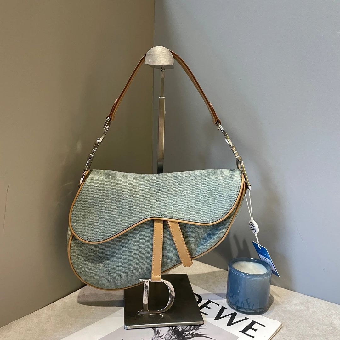 95新 DIOR/迪奥 中古牛仔马鞍包 底长28*高18