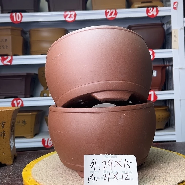 紫砂花盆蛇年大吉