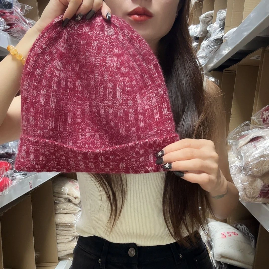福利100山羊绒帽子花红