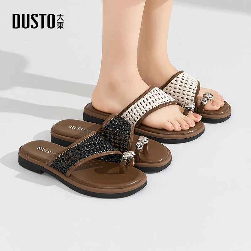 大东编织镂空凉拖鞋女夏外穿时尚百搭度假配裙子沙滩套趾女鞋1281