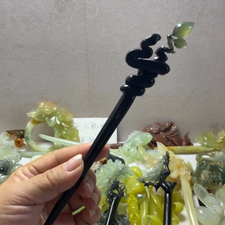 定制蛇纹石玉毛货发饰