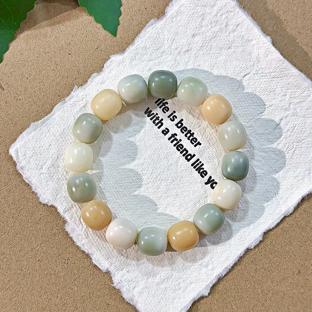 【干磨砂枣珠】天然海盐蓝多宝菩提手串绕指柔学生佛珠文玩绕指柔