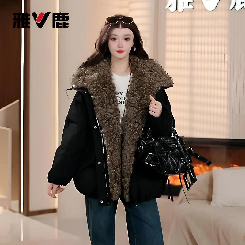 雅鹿时尚冬季韩版百搭休闲短款极地云朵毛羽绒服88AW1336