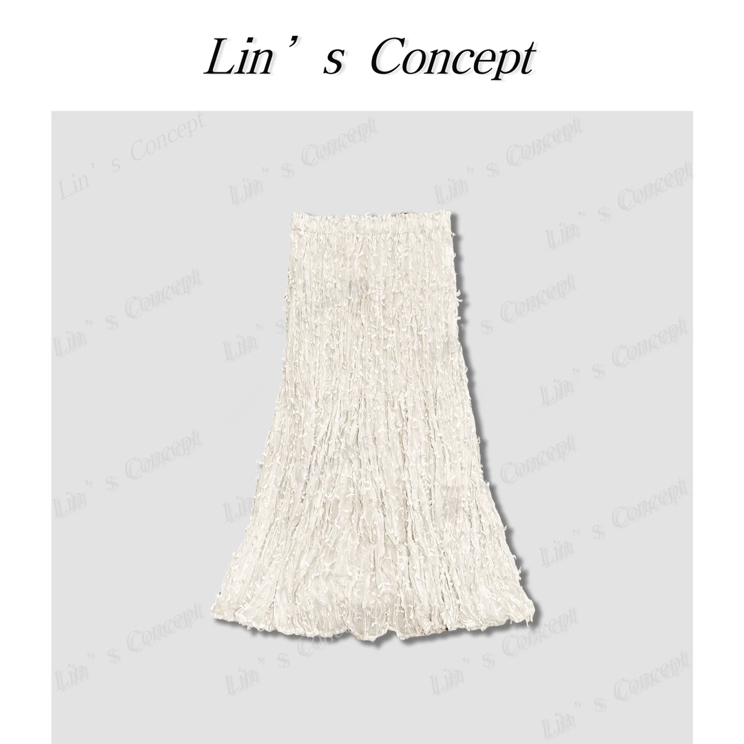 【Lin's concept】极简设计师款流苏气质百搭半身裙 DL2405003