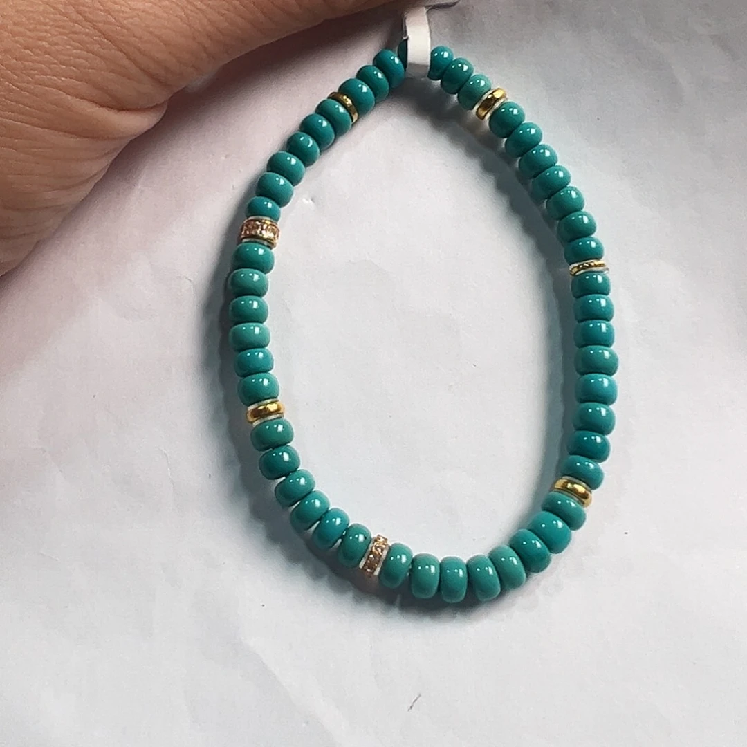 18K金镶嵌绿松石手串卡5➕