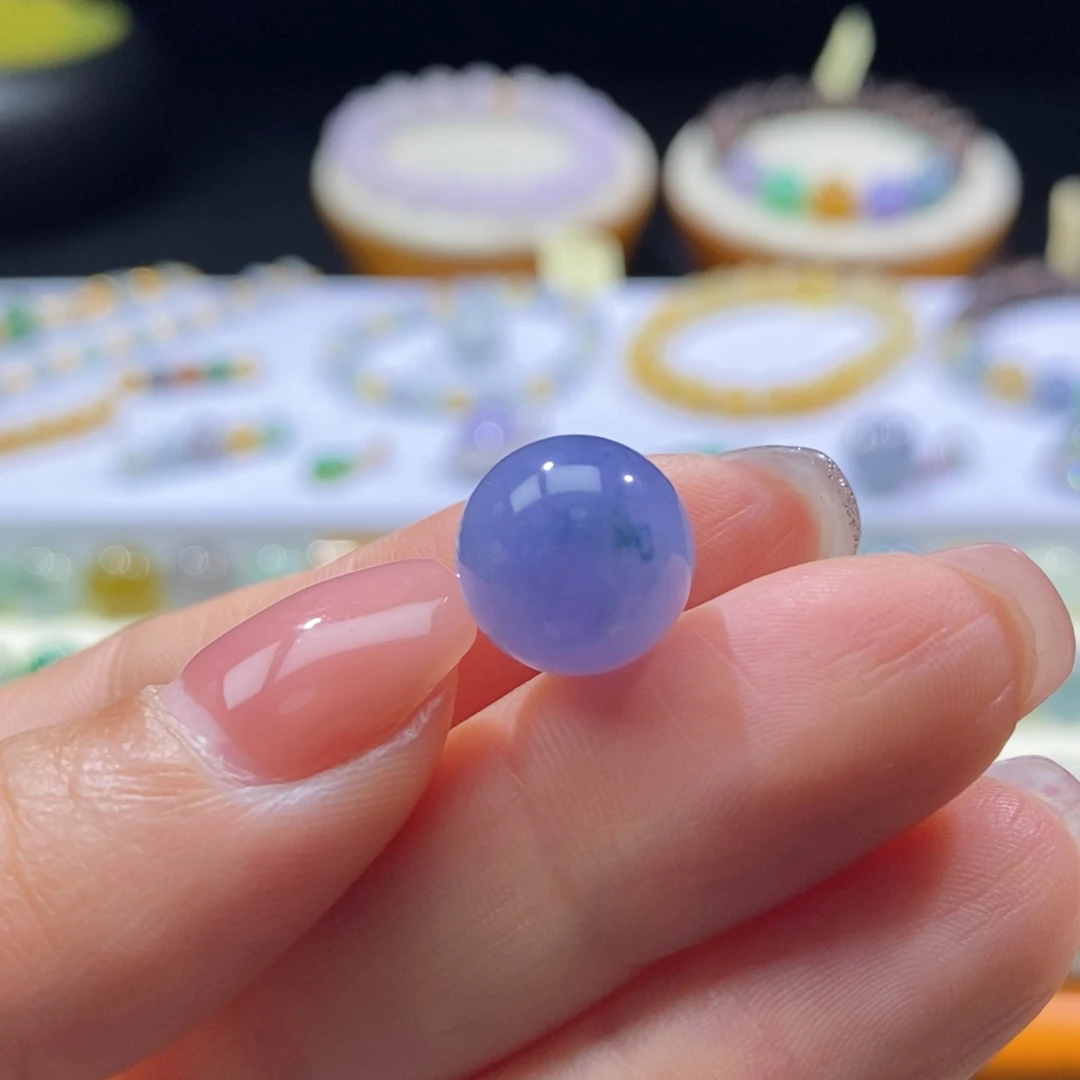 翡翠未镶嵌颈饰浓紫飘花卡12.2mm