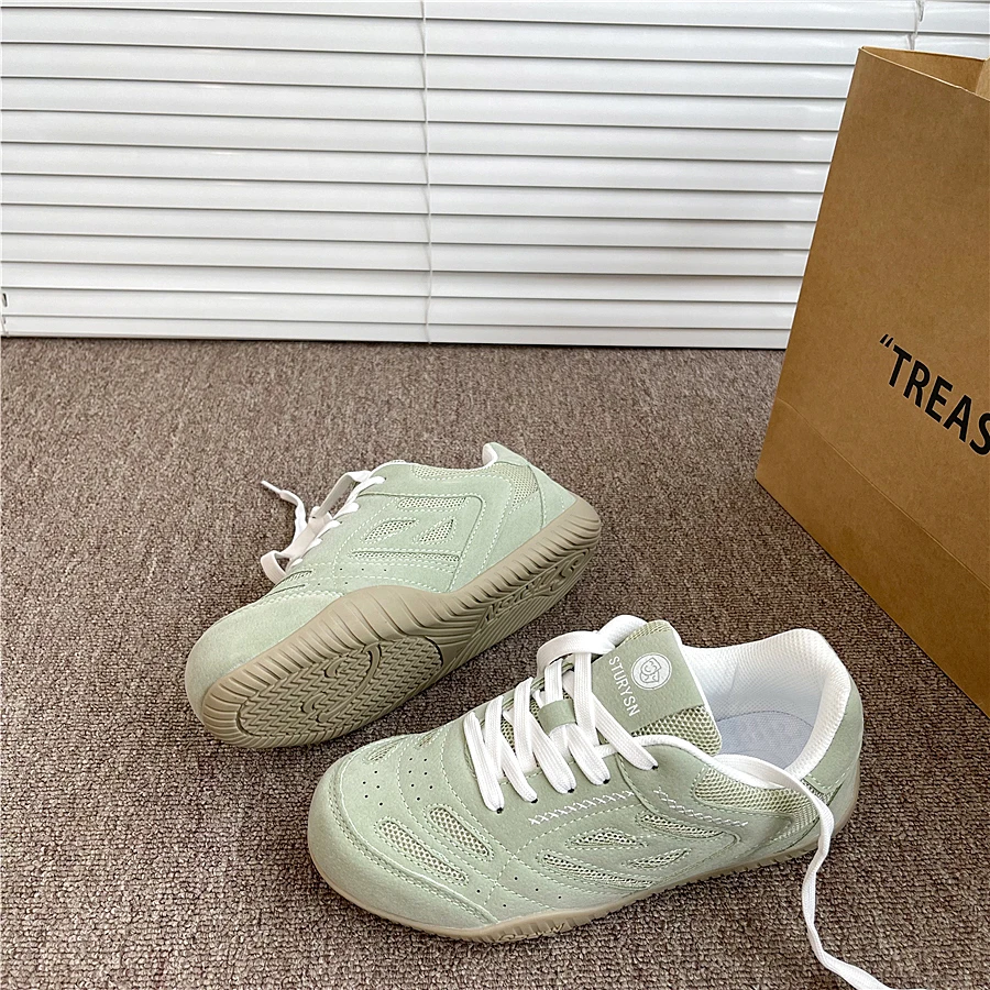 薄荷绿舒适德训鞋潮2025夏季网面透气薄底新款百搭运动鞋小白鞋女