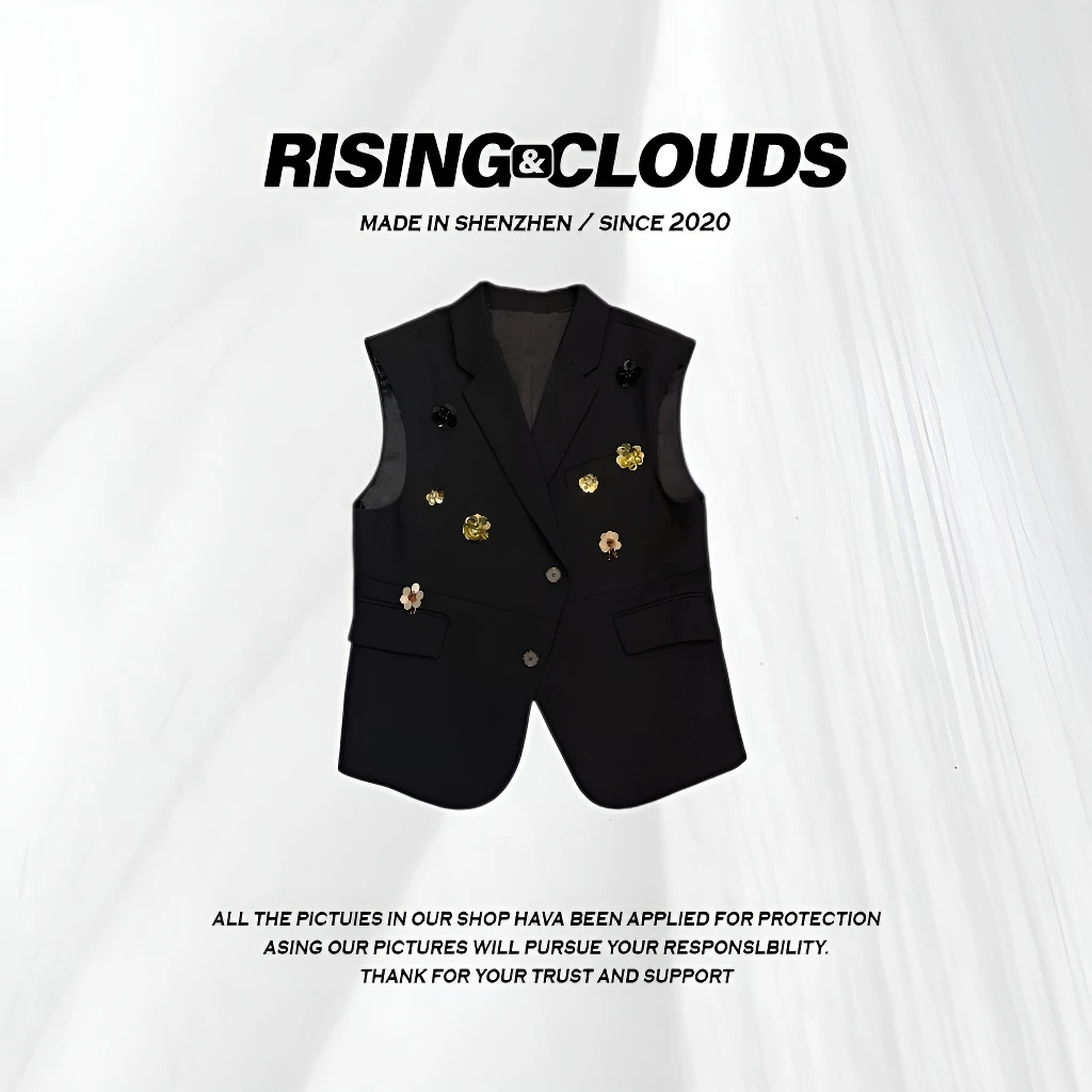 RISING&CLOUDS现【小云姐】深圳南油舒适显瘦”珠花亮片马甲”080159