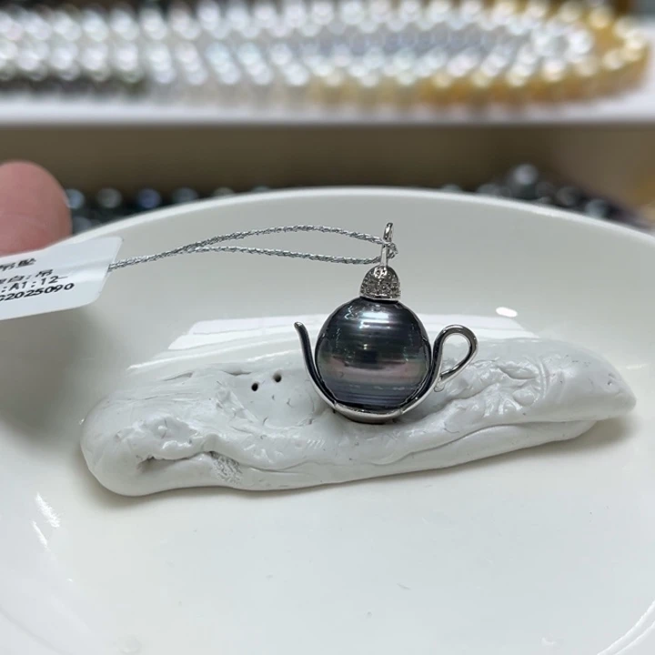 银S925镶嵌吊坠(不含链)海水珍珠12-13m 63号