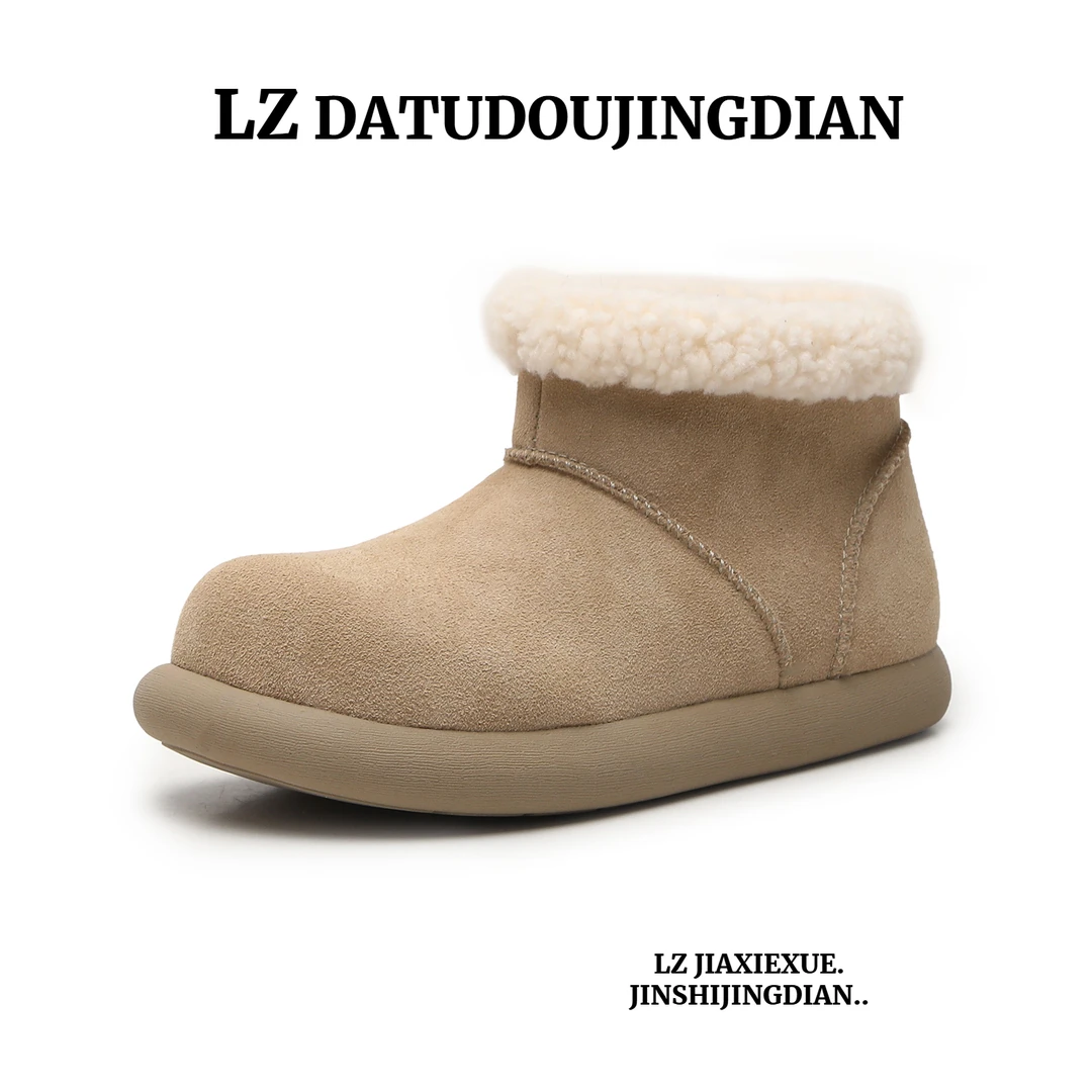 【JUJ】皮毛一体穆勒大土豆保暖雪地靴冬季新款加厚真毛真皮