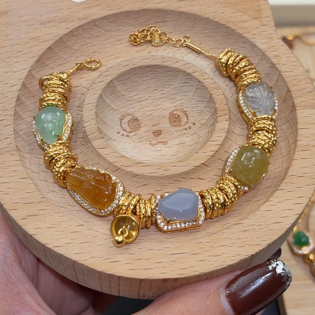 翡翠银S925镶嵌颈饰手链