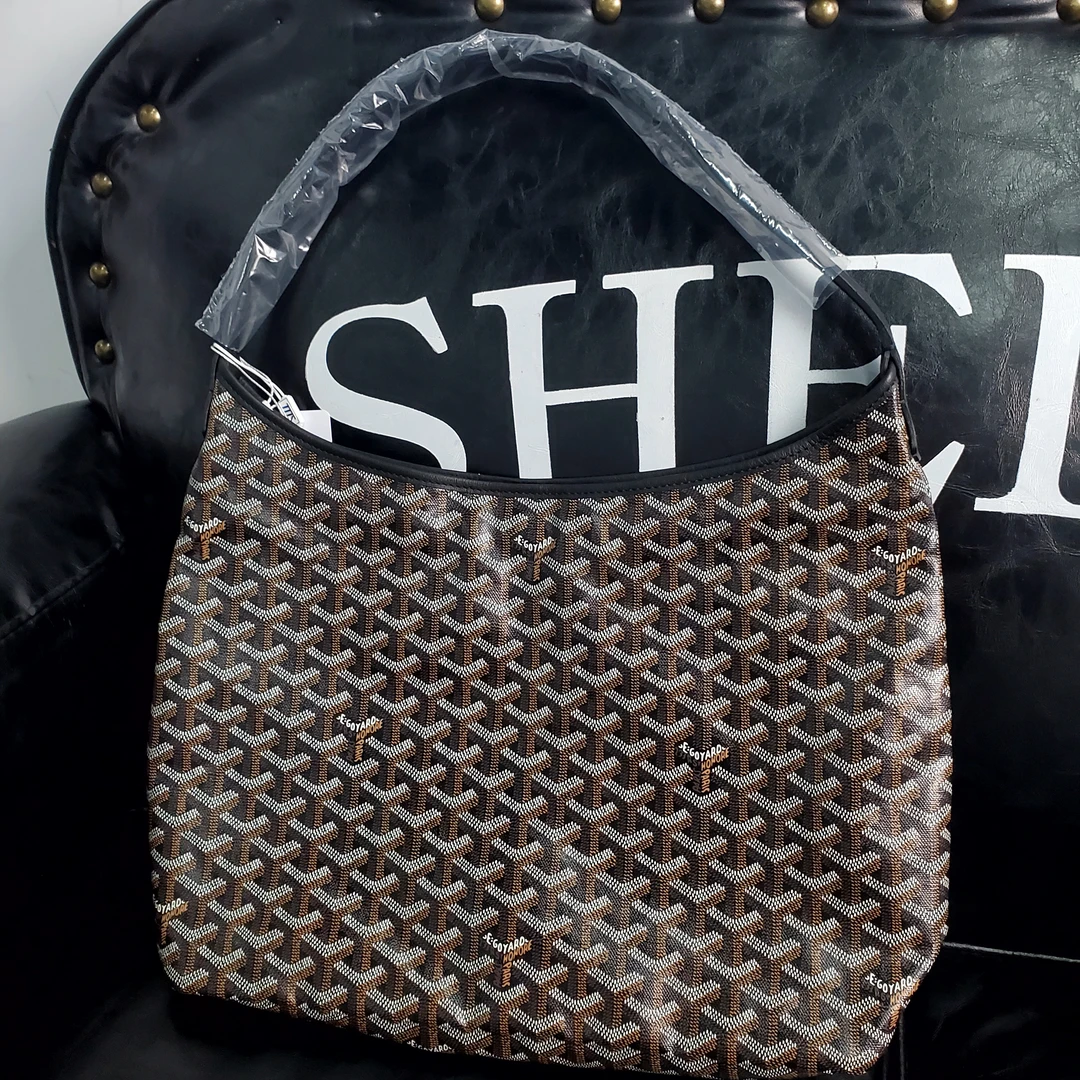 99新 Goyard 【十六专属】黑色老花HOBO单肩包/FB