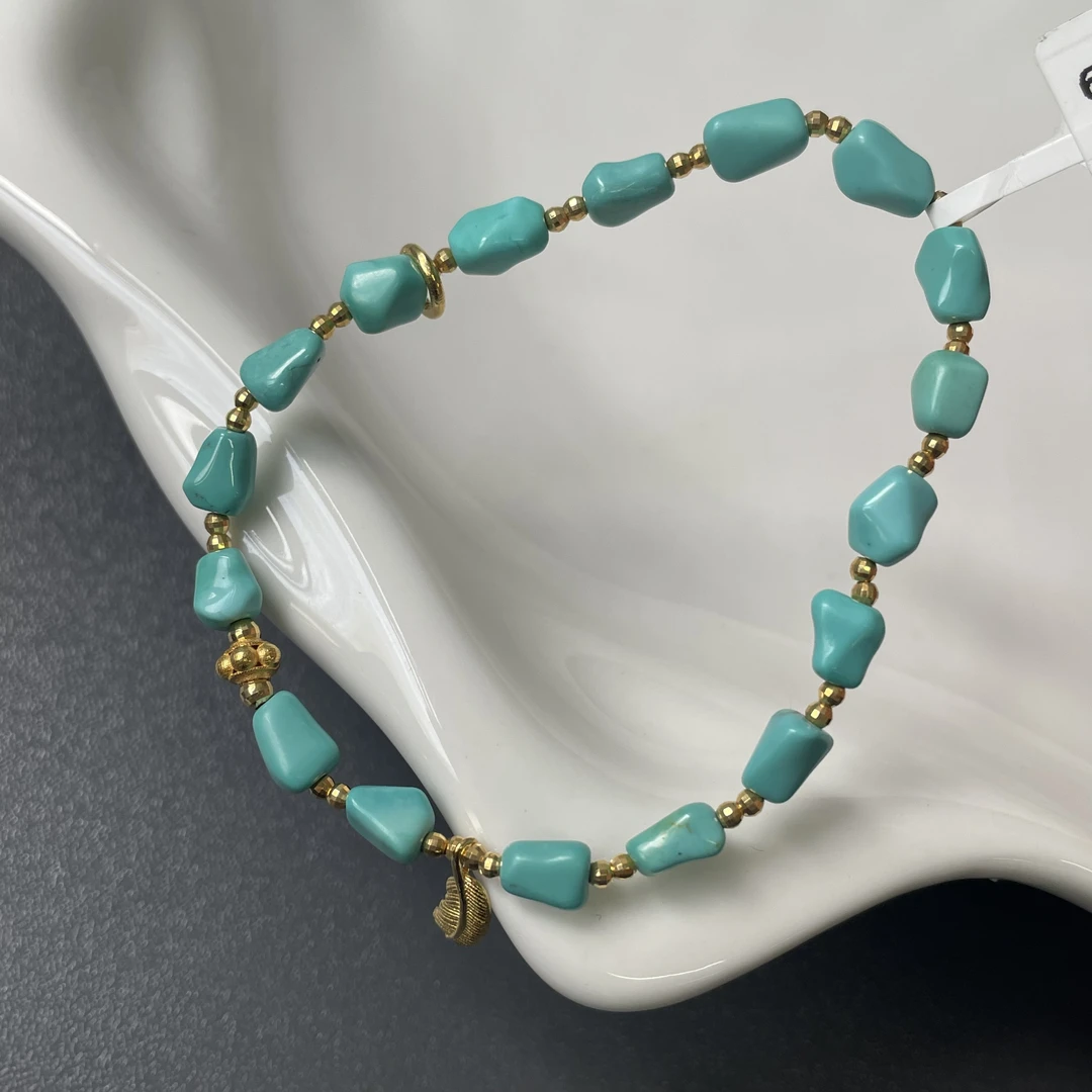 高品质绿松石随型手串配件18K金