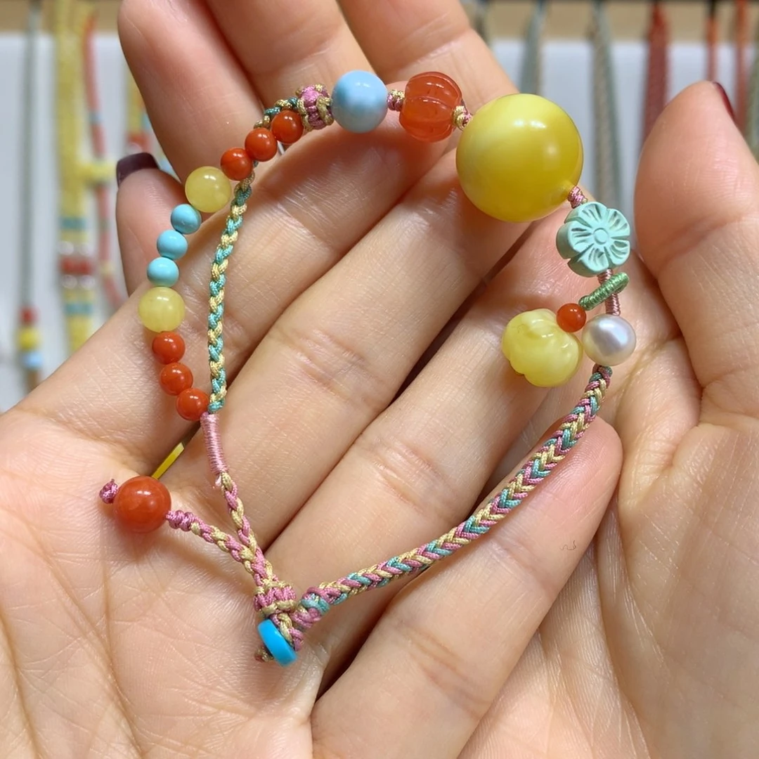 琥珀手链未镶嵌小*手绳