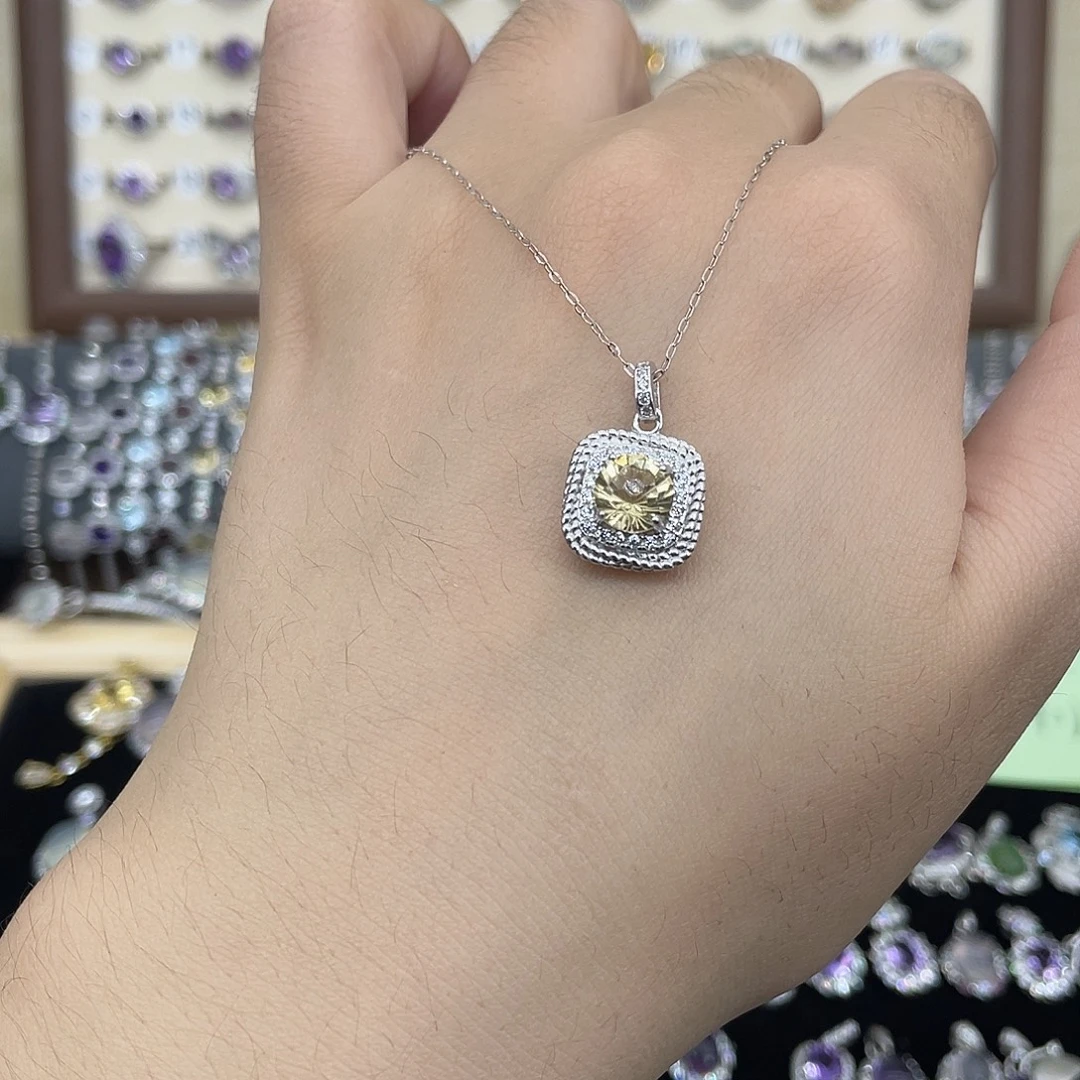 黄晶银S925镶嵌颈饰