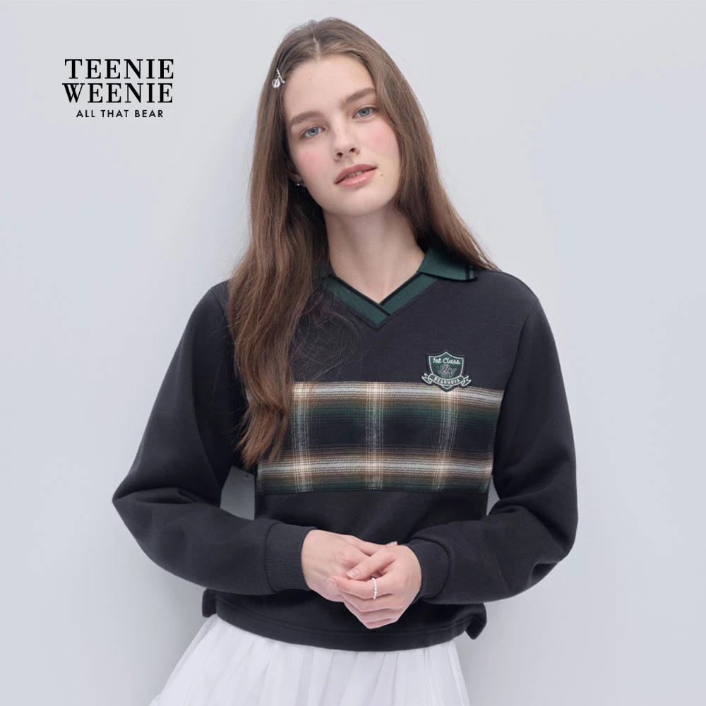 TEENIEWEENIE bearnova字母格纹卫衣25冬季新款女卫衣YTMA254TS1B