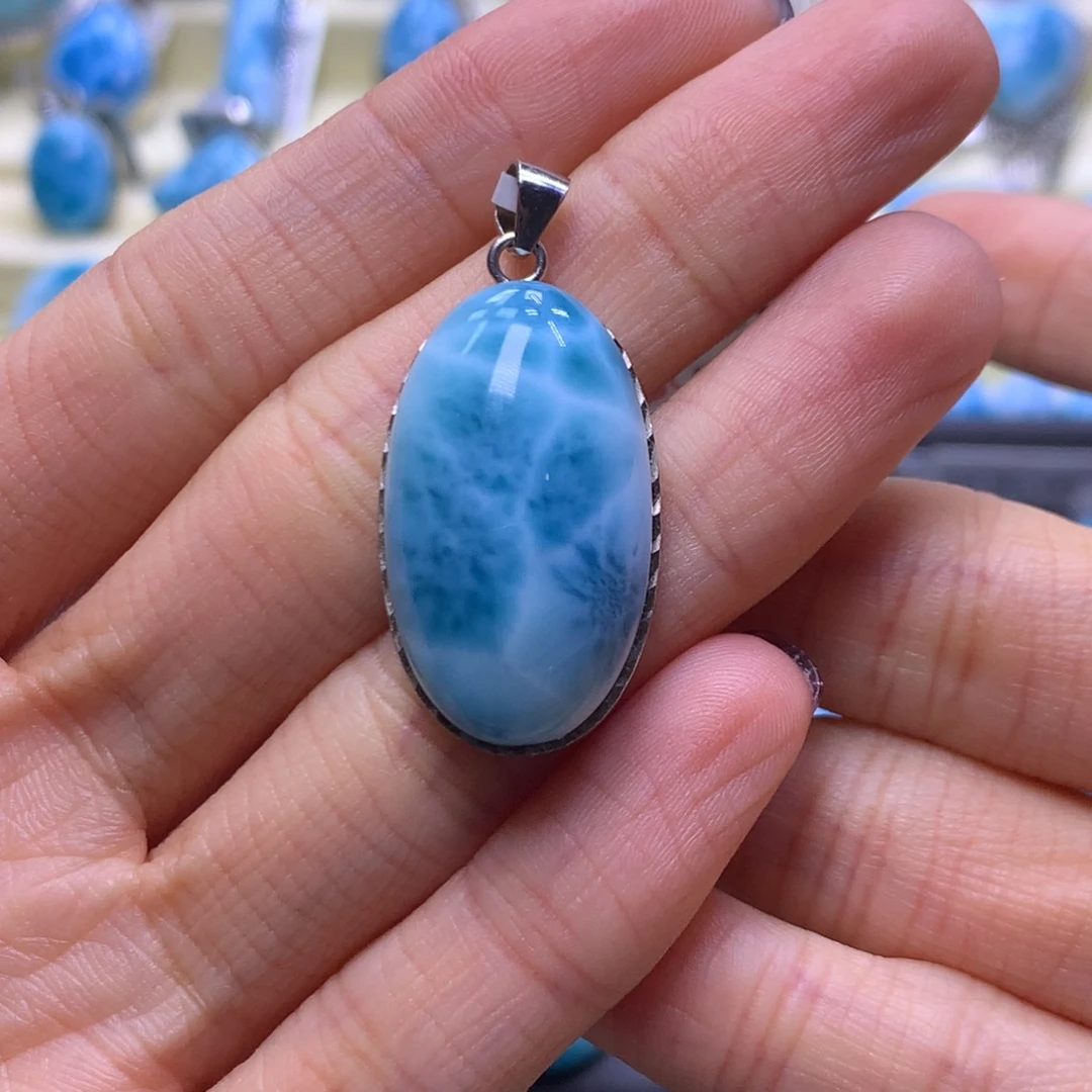 针钠钙石（海纹石）未镶嵌颈饰蛋面吊坠