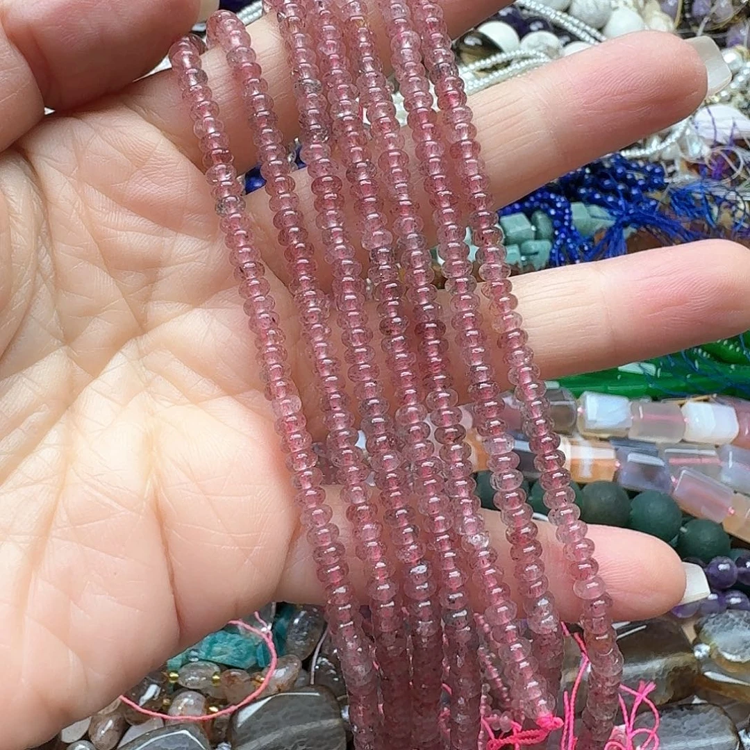 玛瑙/玉髓合金珠宝半成品一条4m草莓晶算盘