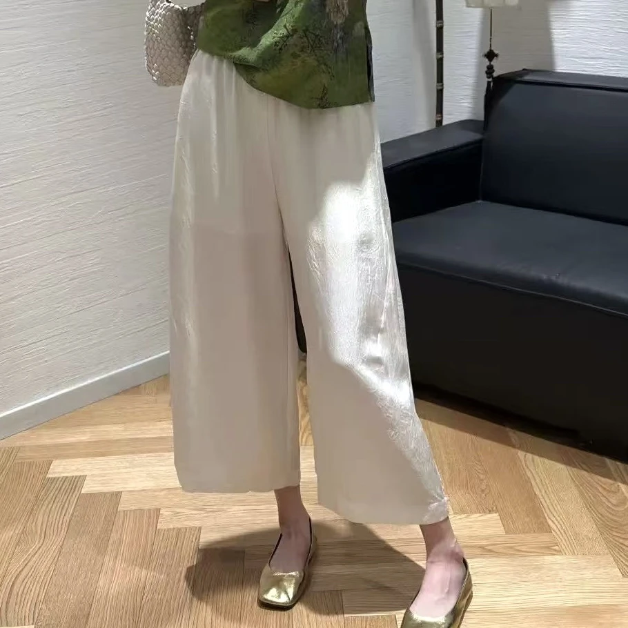 Miss.Z【醋酸裤】夏季宽松轻薄简约百搭直筒裤#k88378