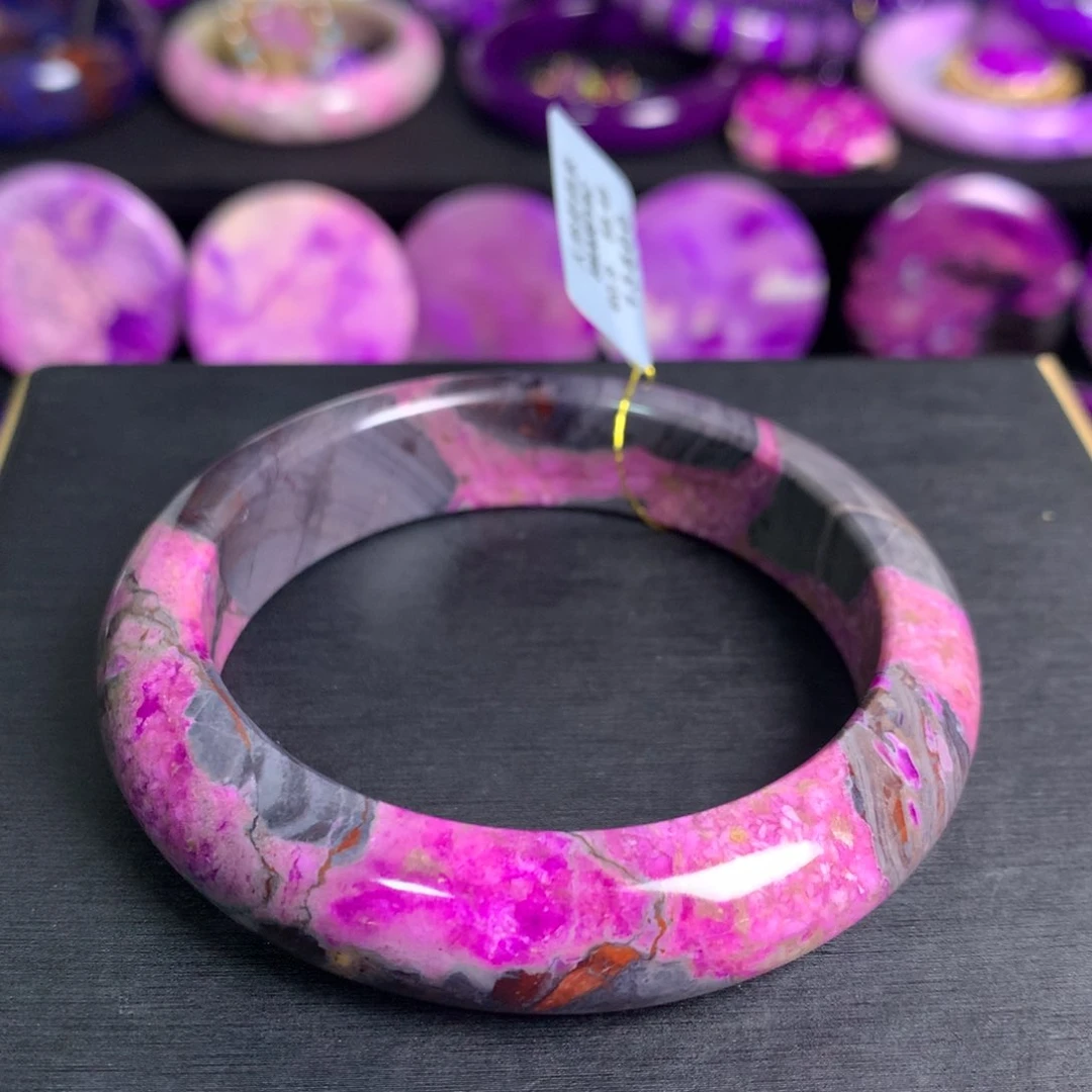 苏纪石（舒俱来）蜜桃桃红手镯55➕未镶嵌