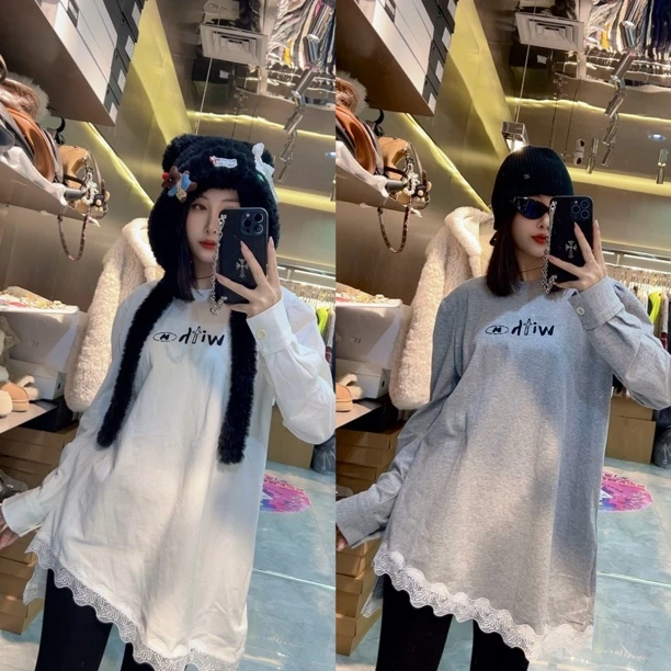 蕾丝拼接不规则T