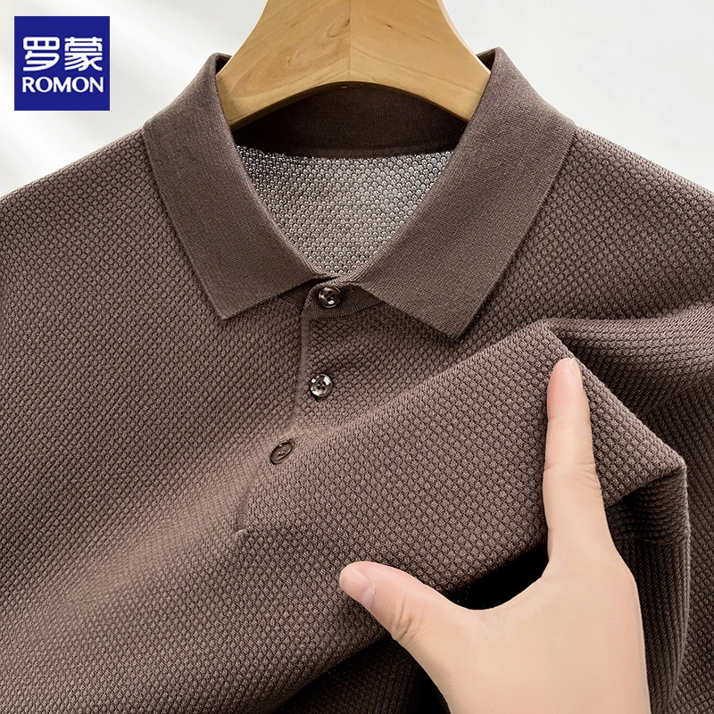 罗蒙夏季免烫针织纯色短袖T商务休闲透气潮流休闲Polo衫商务修身