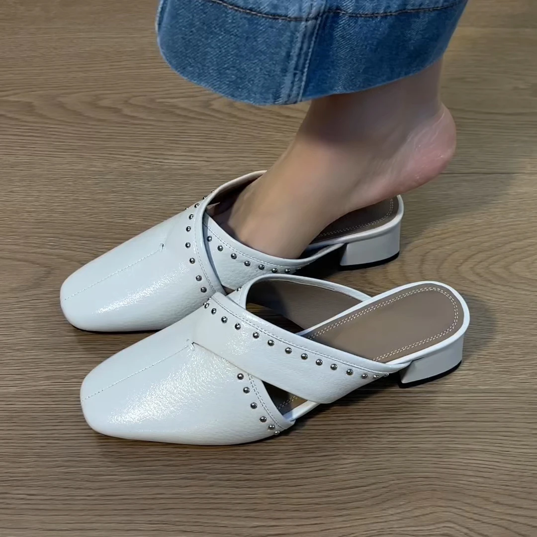 半拖2025年夏季新款复古百搭气质粗跟凉鞋拖鞋包头半拖鞋女外穿