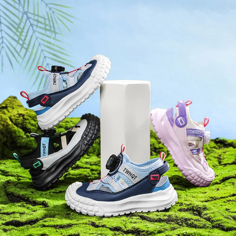 TWHQTKIDS2025旋钮扣单网透气28-38防滑轻盈男女童运动鞋2508