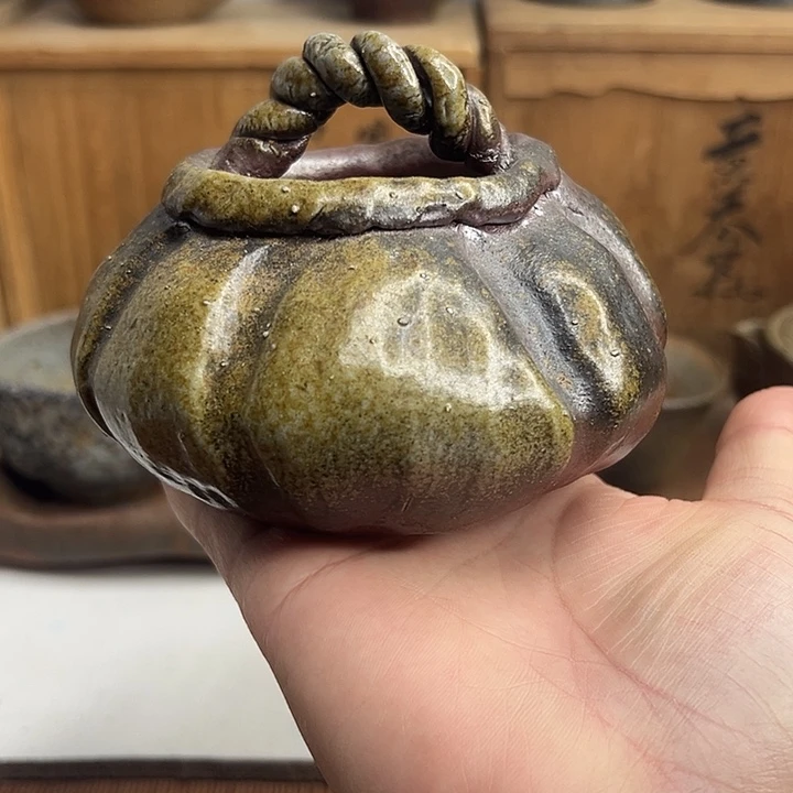 备前烧，南瓜器型提篮，