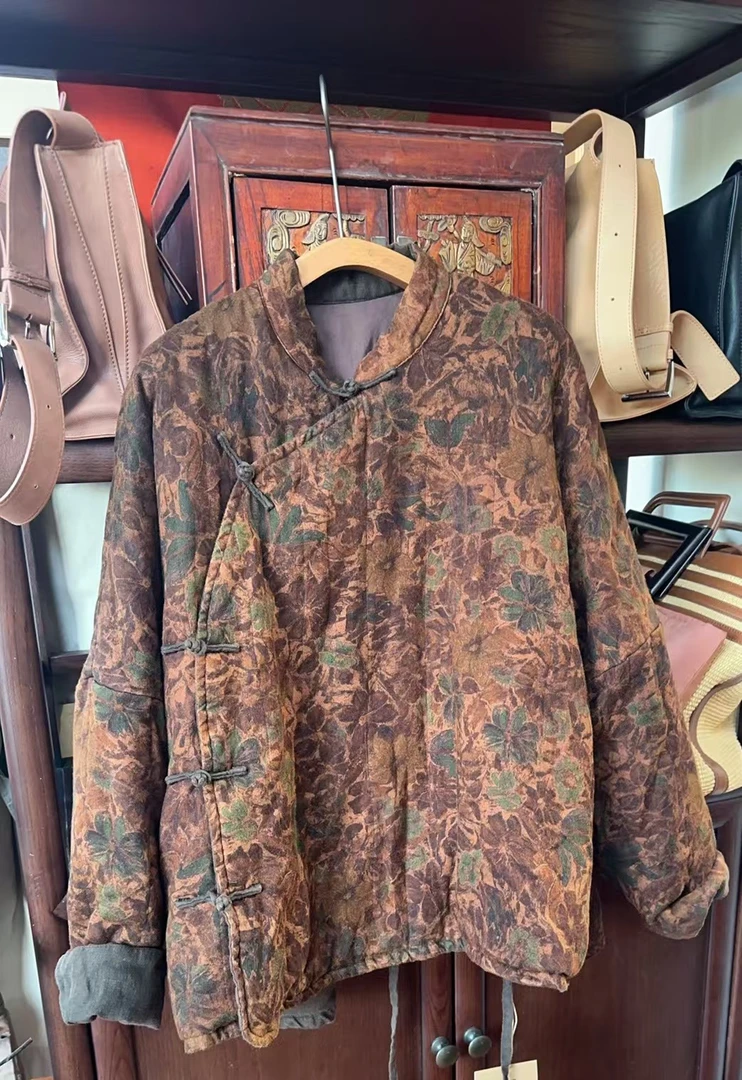 【尚约】一路走来女立领棉衣棉服秋冬女士上衣提花花色短款盘扣复古