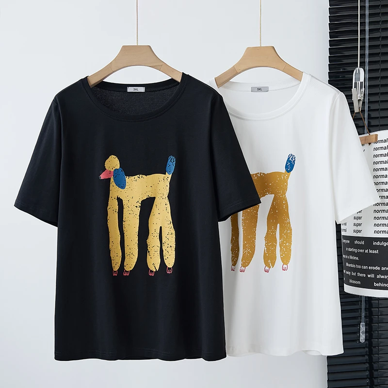 S5627夏季女装新款胖MM230斤短袖T恤大码女装宽松遮肉圆领上衣女