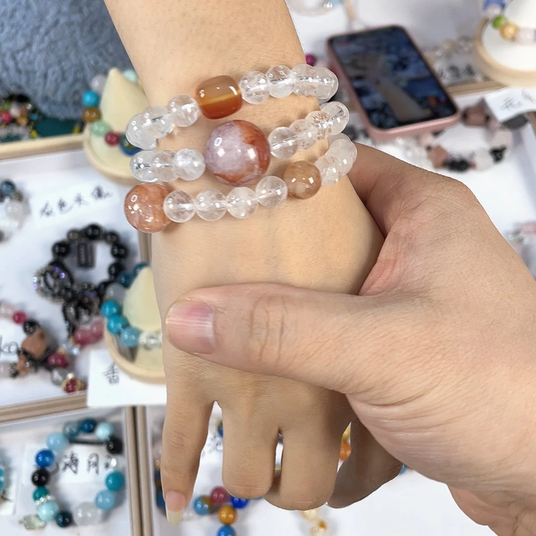 水晶手链银S925镀金镶嵌