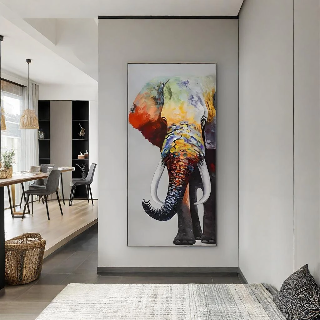 《彩象纳福》80*160立体手绘新款油画沙发背景墙挂画客厅抽象装饰画