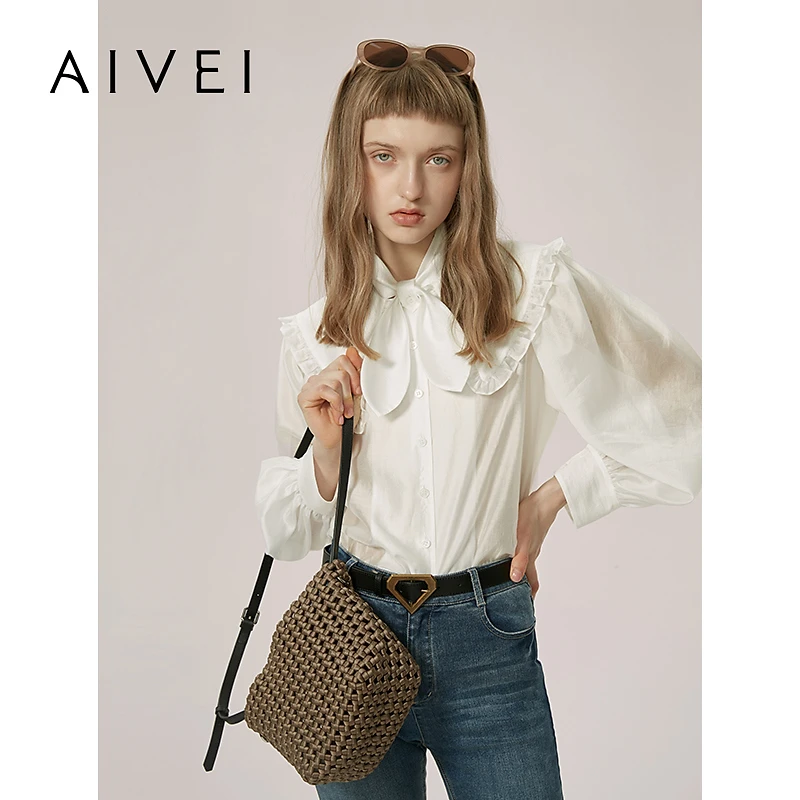 【陈大可专属】AIVEI春夏季职场减龄千金荷叶边雪纺衬衫R016X006
