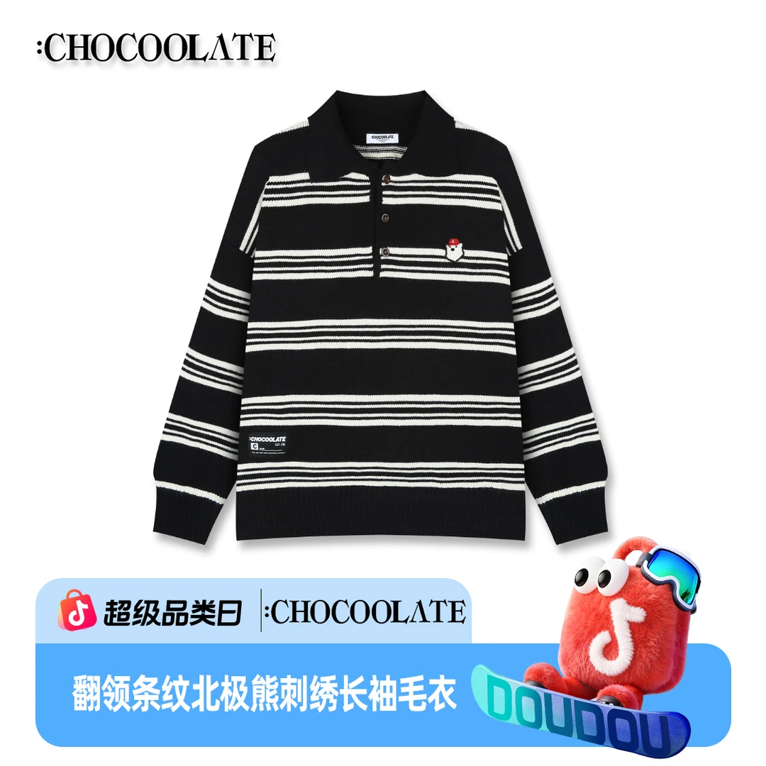 it：CHOCOOLATE翻领条纹北极熊刺绣保暖长袖毛衣6163-1310334