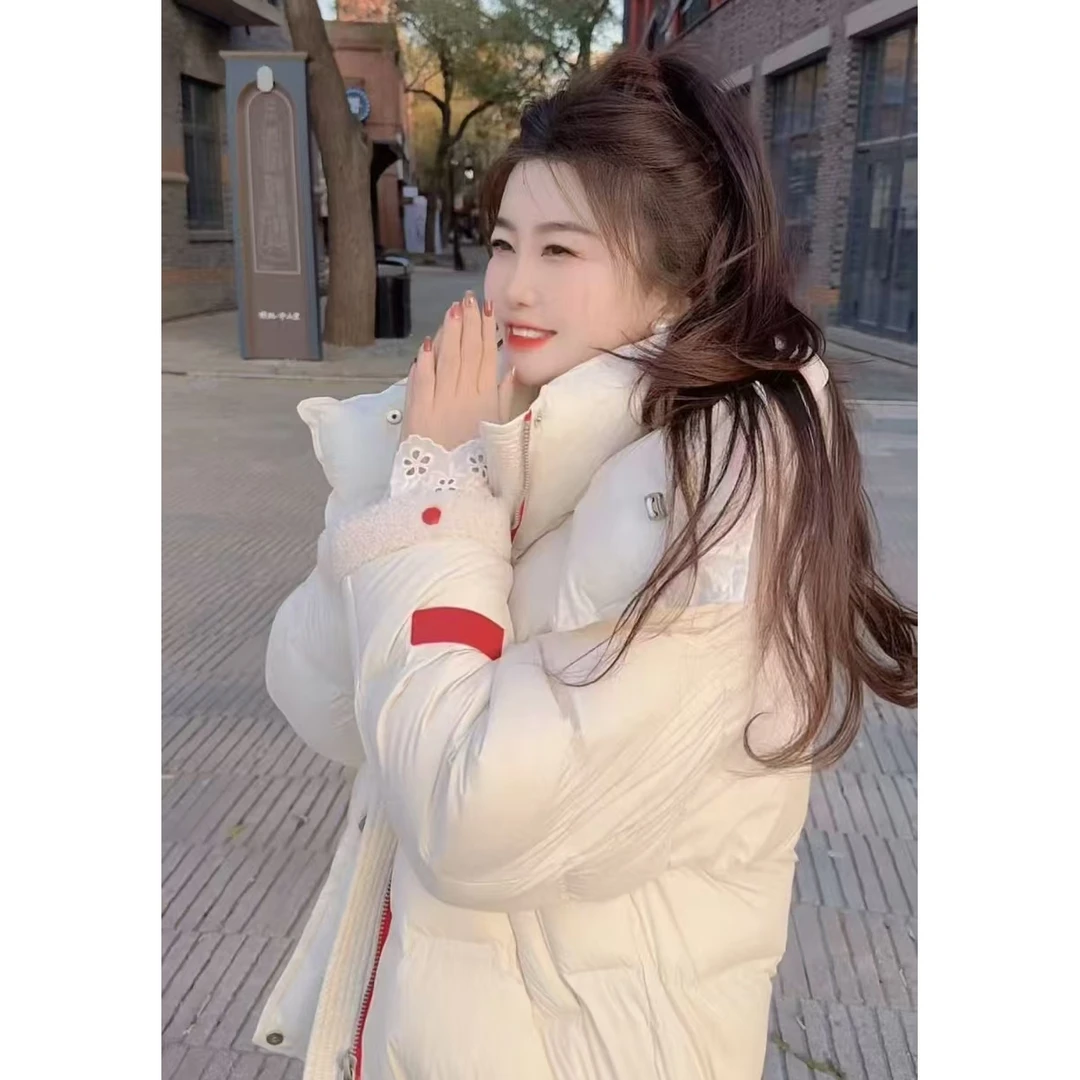 『 暖系拼接W』新款简约设计款百搭时尚款休闲羽绒服9019