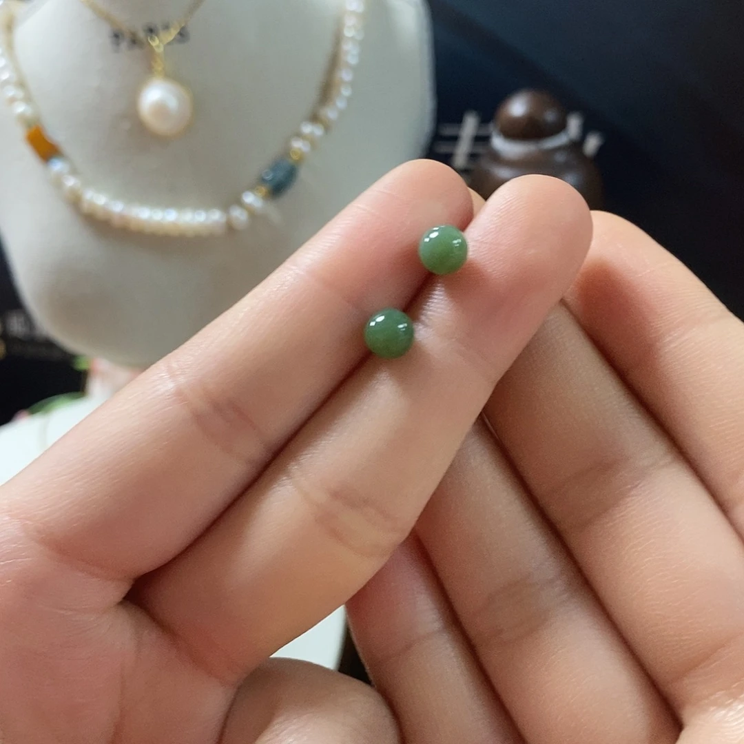 和田玉银S925镶嵌耳饰jx