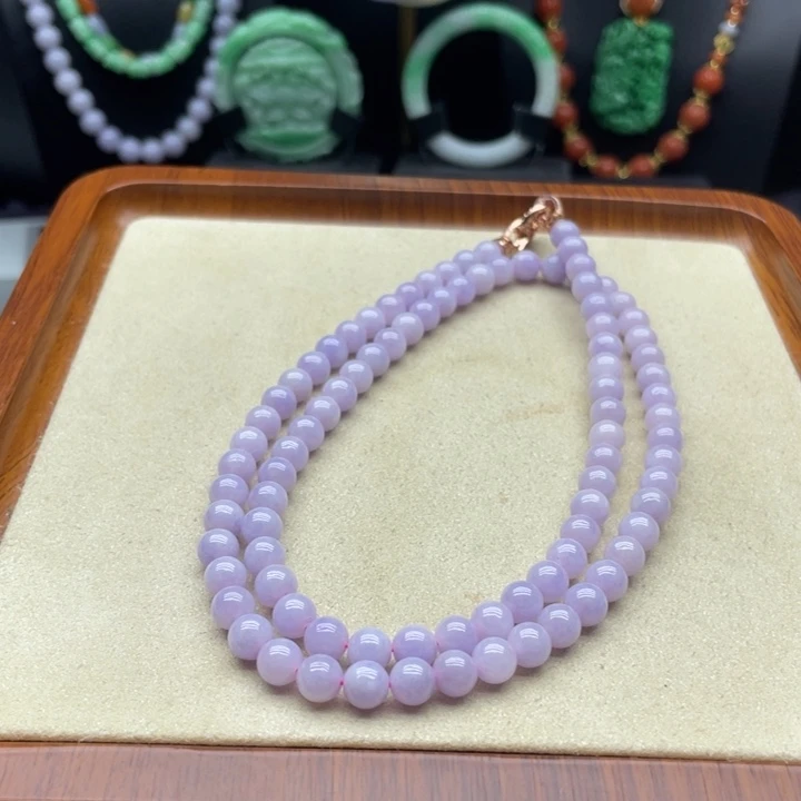 翡翠未镶嵌颈饰紫翡项链