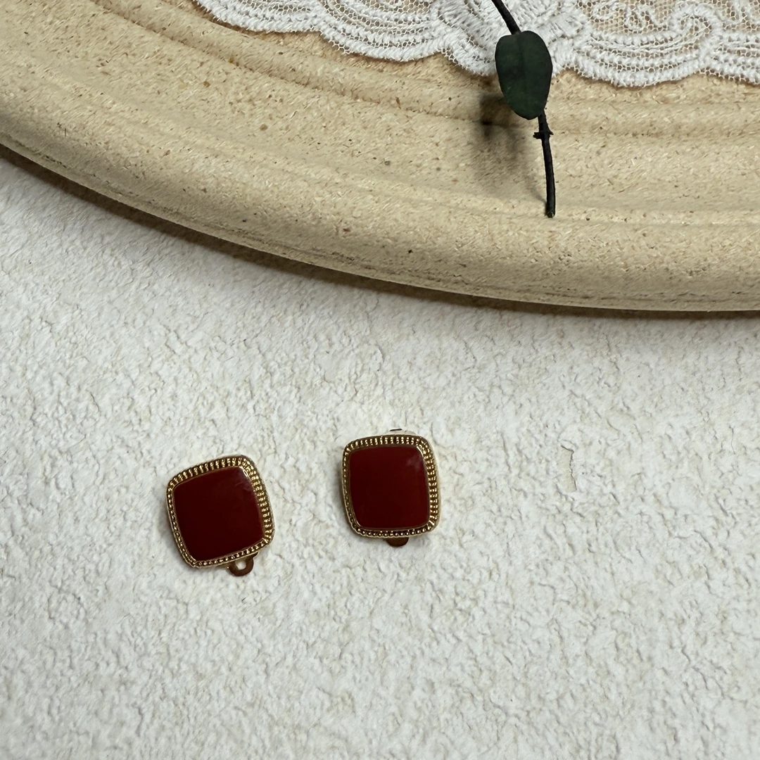 铜合金耳饰 【六六中古】孤品复古耳夹ap6800