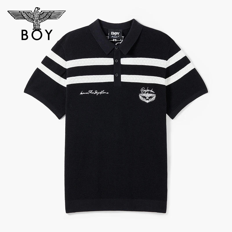 BOYLONDON新款春夏条纹T恤针织经典百搭简约休闲时尚POLO衫M01200