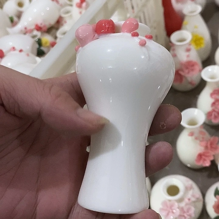 瓷片纯手工陶瓷花摆件1瑕