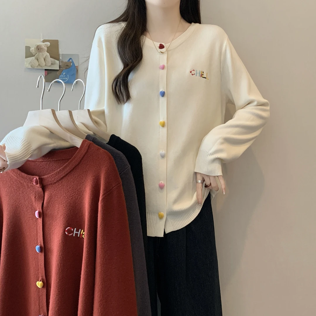 70153大码女装2025秋装新款时尚针织衫胖mm百搭刺绣毛衣开衫外套