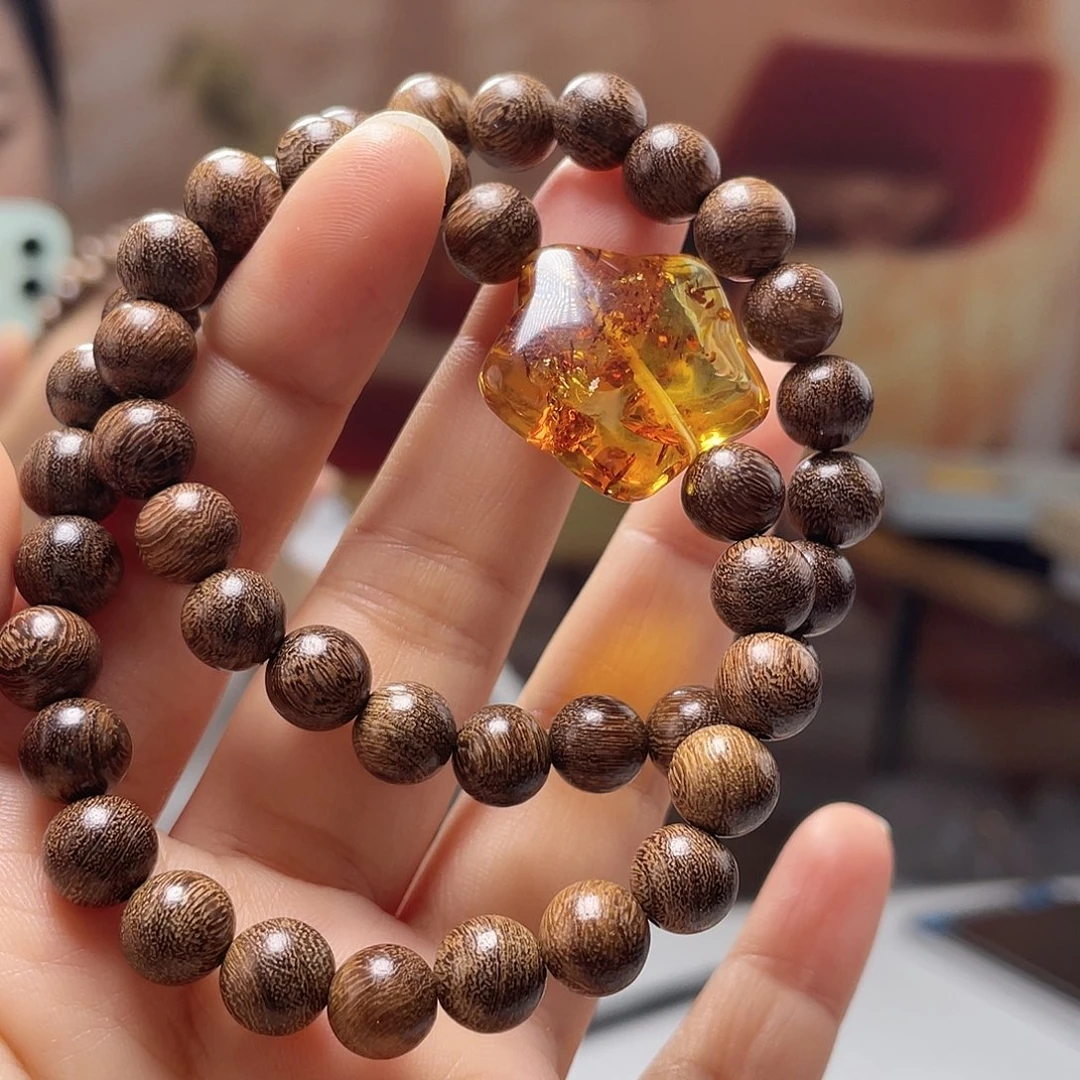 琥珀未镶嵌裸石手串