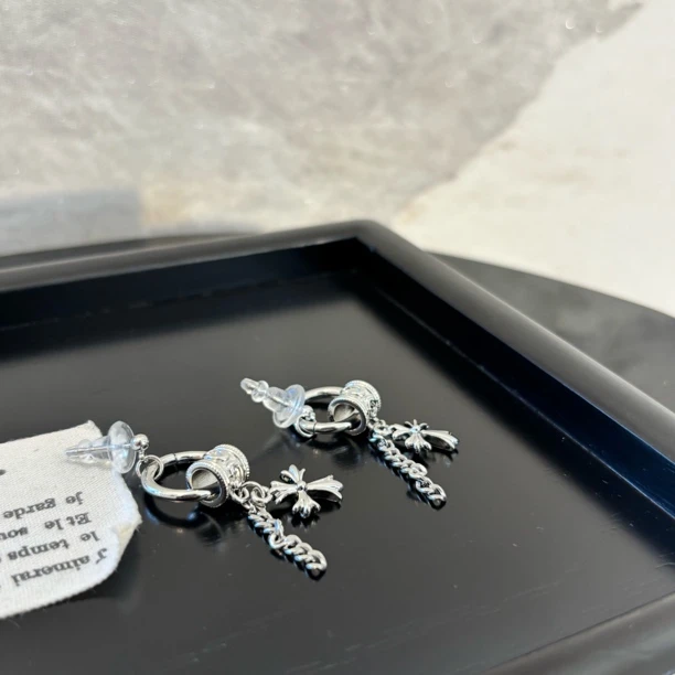 铜合金耳饰 圆筒链条十字耳环EH3138