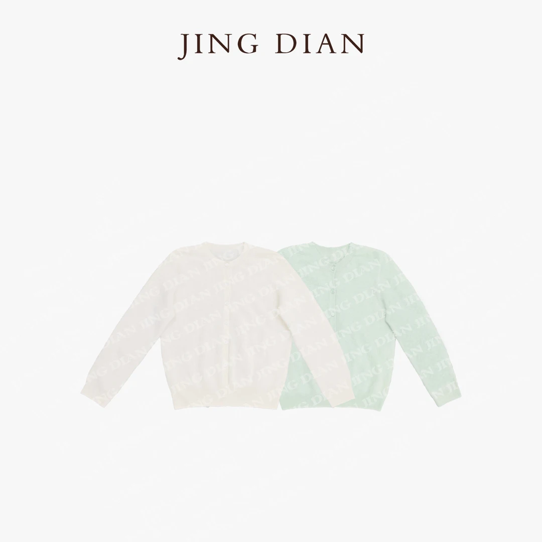 【JINGDIAN】定制款两色高货长袖山羊绒针织开衫  设计款圆领秋冬