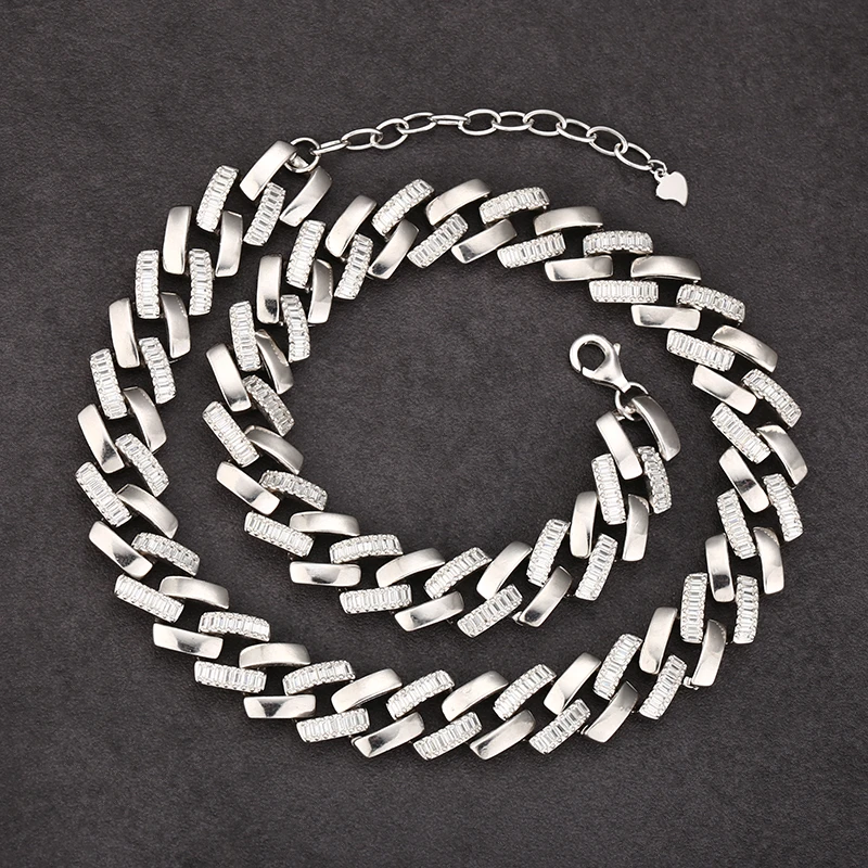 链子925银 时尚潮流白钻项链