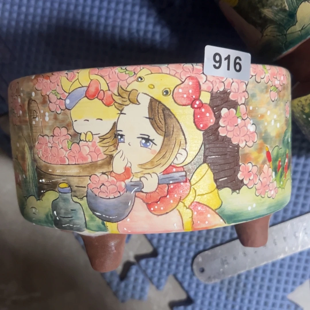 C***o手绘陶瓷花盆美盆