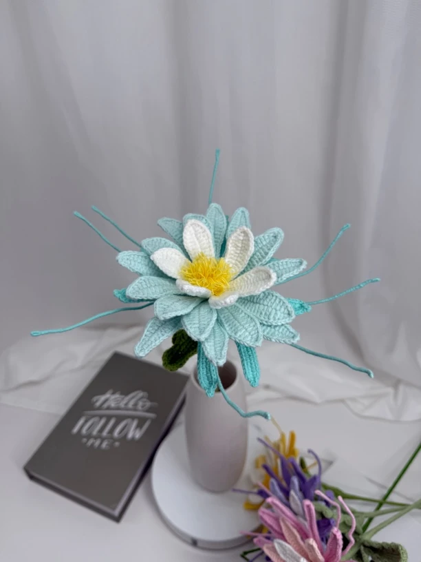 毛线钩织编织永生花手工批发成品花昙花手工花毛线花摆件手工编织