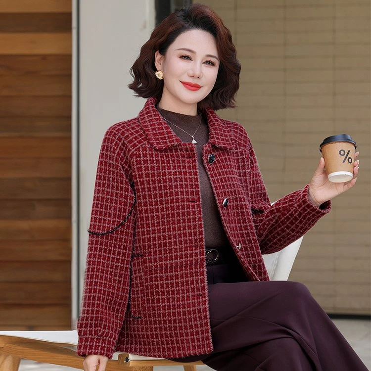 中老年女装妈妈装秋冬新款毛呢外套显瘦时尚气质洋气减龄休闲百搭