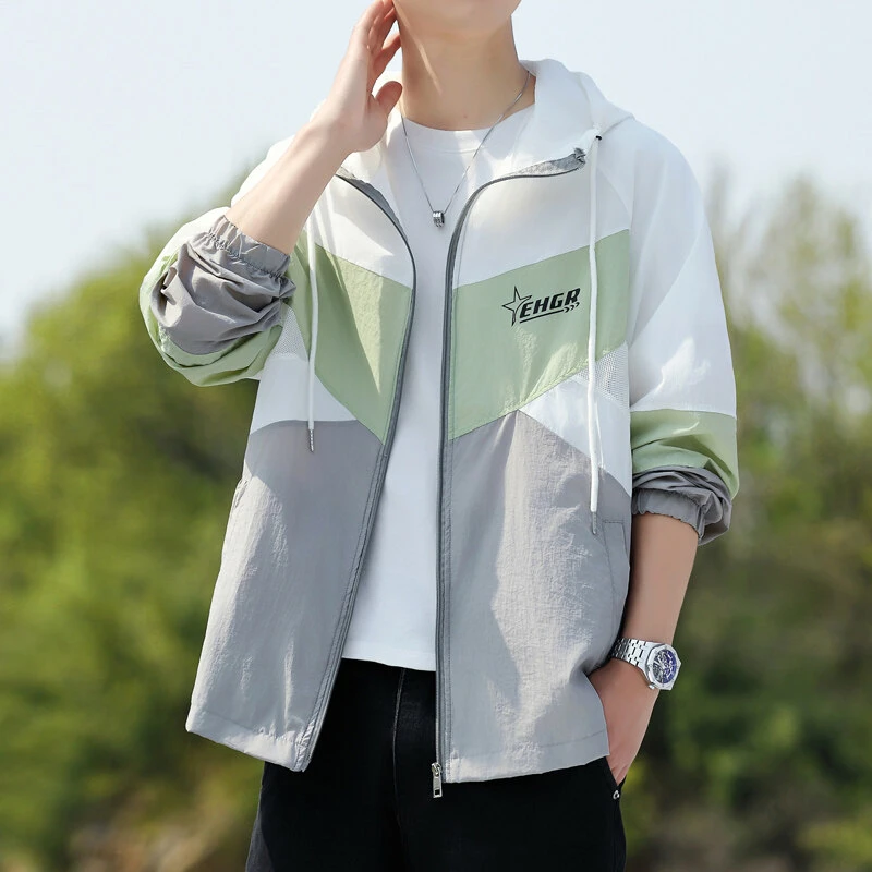 夏季冰丝防晒服衣男士薄款透气潮牌防晒服青少年初中高中学生外套
